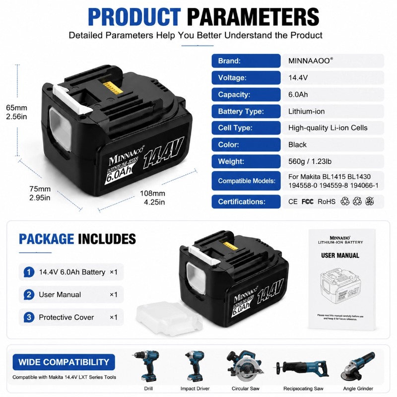 For Makita 14.4V 6.0Ah 5.0Ah L - Makita Drill Hp1640 review and price